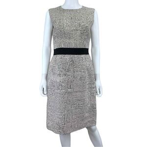 Giambattista Valli Tan Linen Print Dress Size L E0476